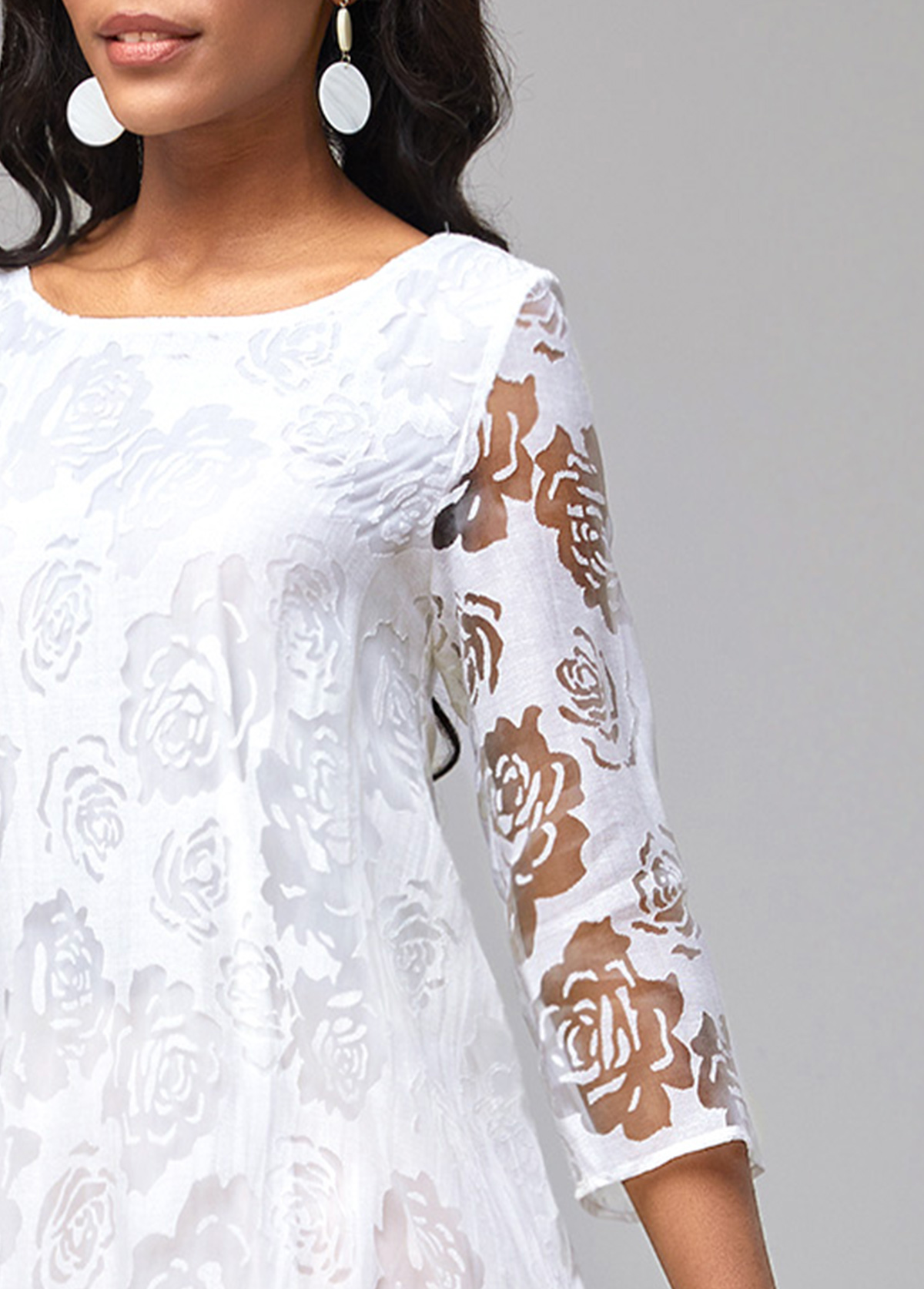 Valentine's Day Floral Print Asymmetry White Dress