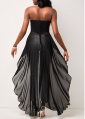 Halter High Low Hem Black Blouse