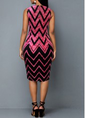 Hot Pink Geometric Print Double Straps Dress