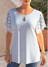 Glitter Fabric Polka Dot White T Shirt