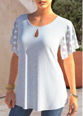 Glitter Fabric Polka Dot White T Shirt