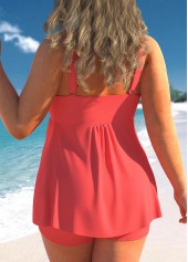Wide Strap Coral Red Tankini Set