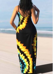 Spaghetti Strap Tie Dye Print Multi Color Dress
