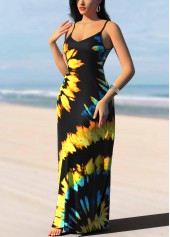 Spaghetti Strap Tie Dye Print Multi Color Dress