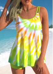 Tie Dye Print Light GreenSwimdress and Shorts