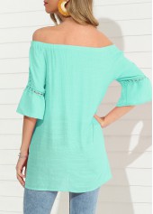 Hollow Out Mint Green Feathers Design T Shirt