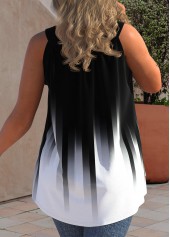 Black Ombre Decorative Button Plus Size Tank Top