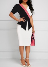 V Neck White Short Sleeve Dress