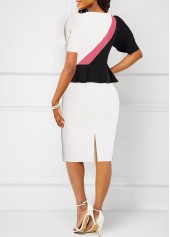 V Neck White Short Sleeve Dress