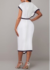 Contrast Stitch White Short Sleeve Dress