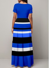 Striped Royal Blue Short Sleeve Dress