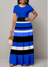 Striped Royal Blue Short Sleeve Dress