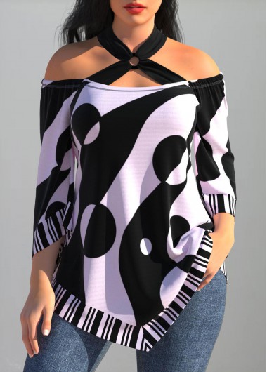 Polka Dot Light Purple Cross Strap Striped T Shirt