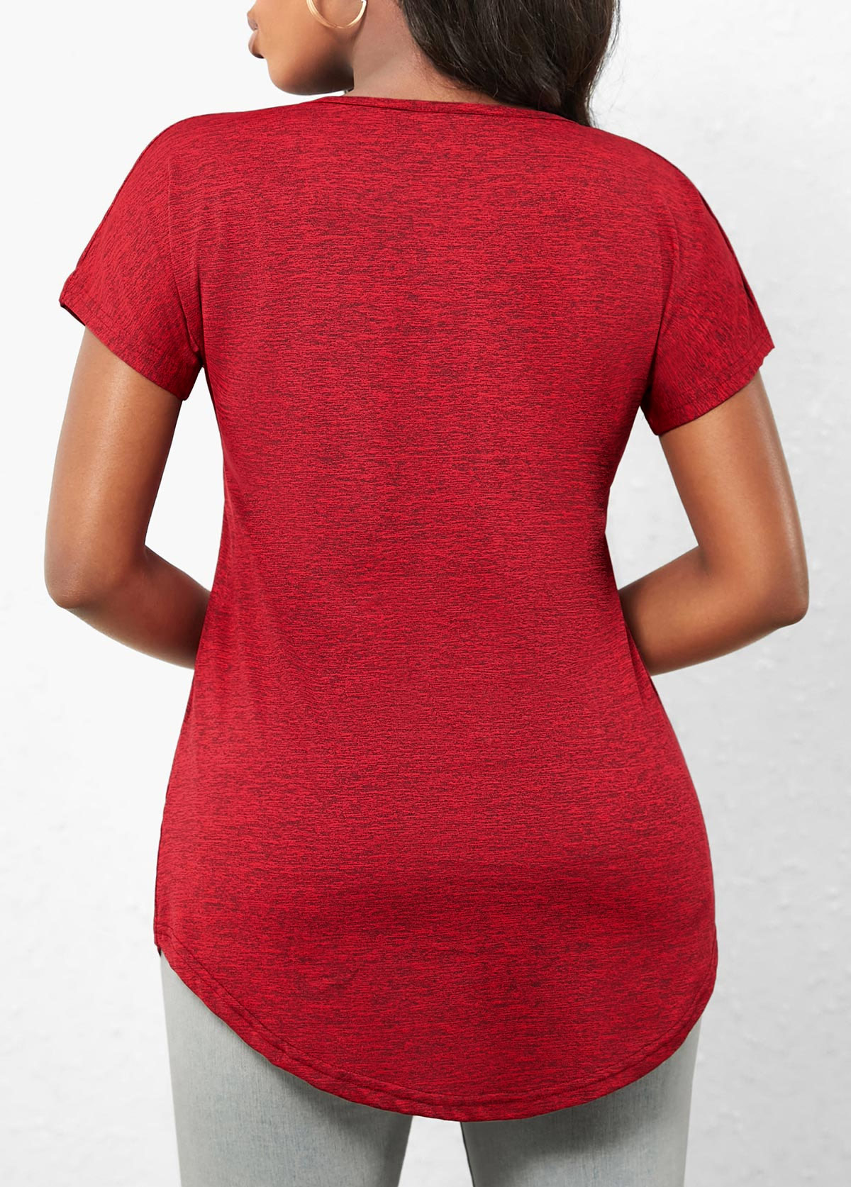 Quarter Zip Short Sleeve Wine Red T Shirt