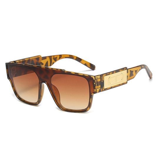 Brown Leopard PC Square Frame Sunglasses