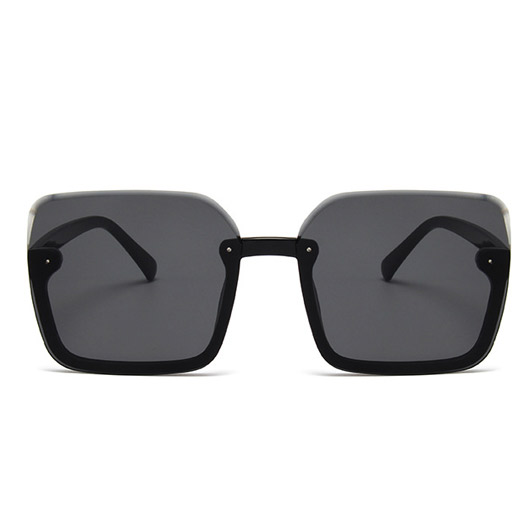 Semi Rimless Frame Black PC Sunglasses