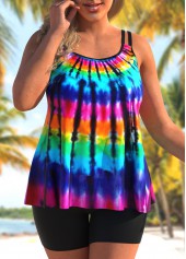 Rainbow Color Plus Size Tankini Set