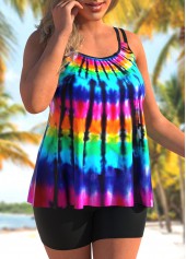 Rainbow Color Plus Size Tankini Set
