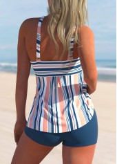Striped Multi Color Wide Strap Tankini Set