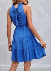 Royal Blue Tie Back Sleeveless Belted Dress