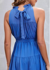 Royal Blue Tie Back Sleeveless Belted Dress