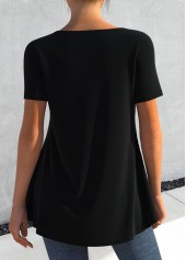 Cross Strap Contrast Black T Shirt