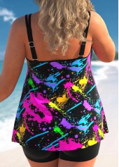 Plus Size Black Graffiti Print Tankini Top-No Bottom
