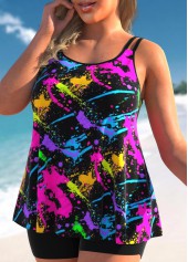 Plus Size Black Graffiti Print Tankini Top-No Bottom