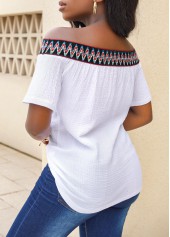 White Off Shoulder Short Sleeve T Shirt