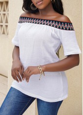 White Off Shoulder Short Sleeve T Shirt