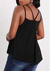 Double Straps Curved Hem Black Camisole Top