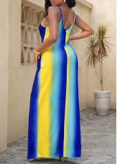 Double Side Pockets Striped Blue Sleeveless Dress