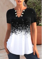 Black Chain Design Splash Print T Shirt