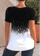 Black Chain Design Splash Print T Shirt
