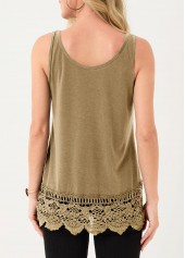 Lace Panel Light Khaki Tank Top