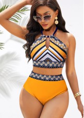 Halter Tribal Print High Waisted Ginger Bikini Set