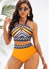 Halter Tribal Print High Waisted Ginger Bikini Set