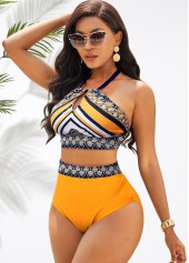 Halter Tribal Print High Waisted Ginger Bikini Set