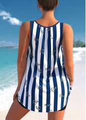 Navy Blue Bowknot Striped Tankini Top-No Bottom