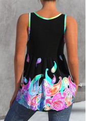 Rainbow Color Wide Strap Paisley Print Tank Top