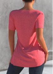 Round Neck Pink Short Sleeve T Shirt