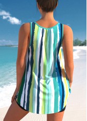 Bowknot Wide Strap Striped Tankini Set