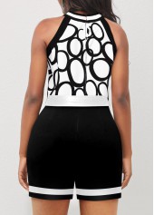 Bib Neck Belted White Polka Dot Romper