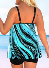 Plus Size Double Straps Polka Dot Cyan Tankini Top-No Bottom