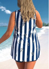 Navy Blue Bowknot Striped Tankini Top-No Bottom
