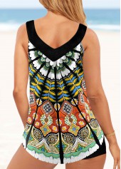 Wide Strap Tribal Print Tankini Set