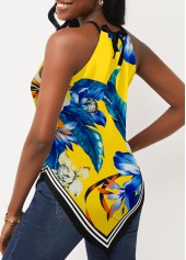 Asymmetric Hem Yellow Bib Neck Camisole Top