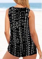 Geometric Print Black Wide Strap Tankini Top-No Bottom