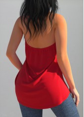 Cross Halter Open Back Red Tank Top