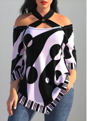 Polka Dot Light Purple Cross Strap Striped T Shirt